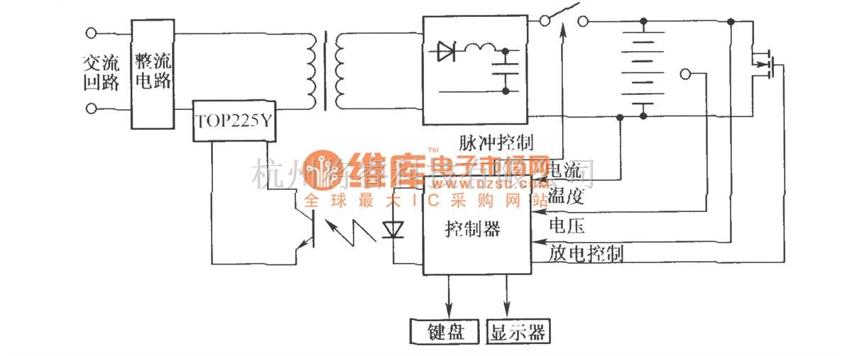 电源电路中的智能充电系统原理框图(TOP225Y) - 将睿