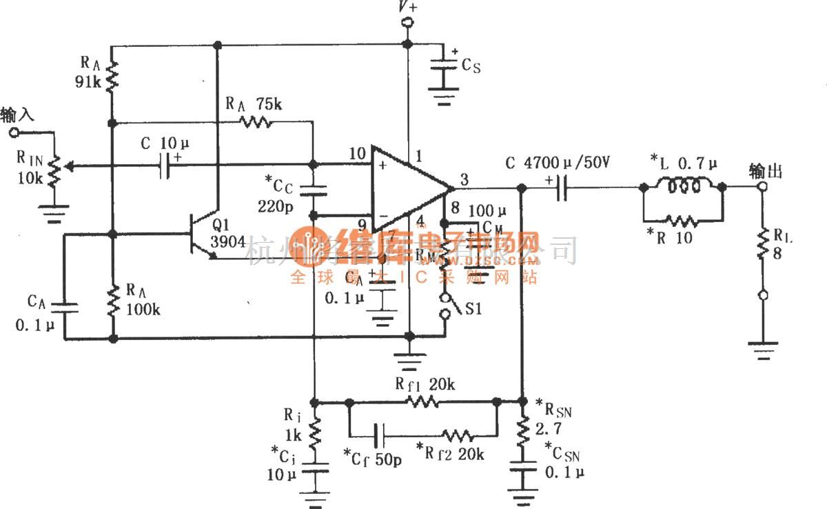 集成音频放大中的LM3876／3886的单电源供电音频功率放大器 - 将睿