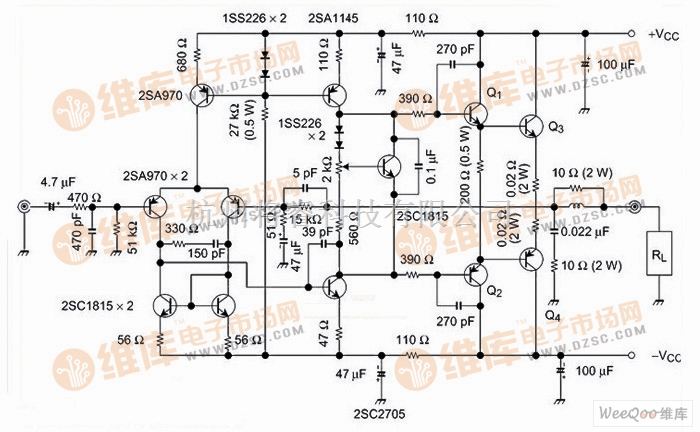 分立元件放大中的12管双极型晶体管ocl功率放大电路图 将睿