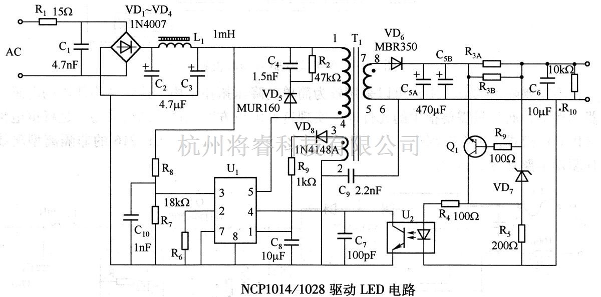 led电路中的ncp10141028驱动led电路