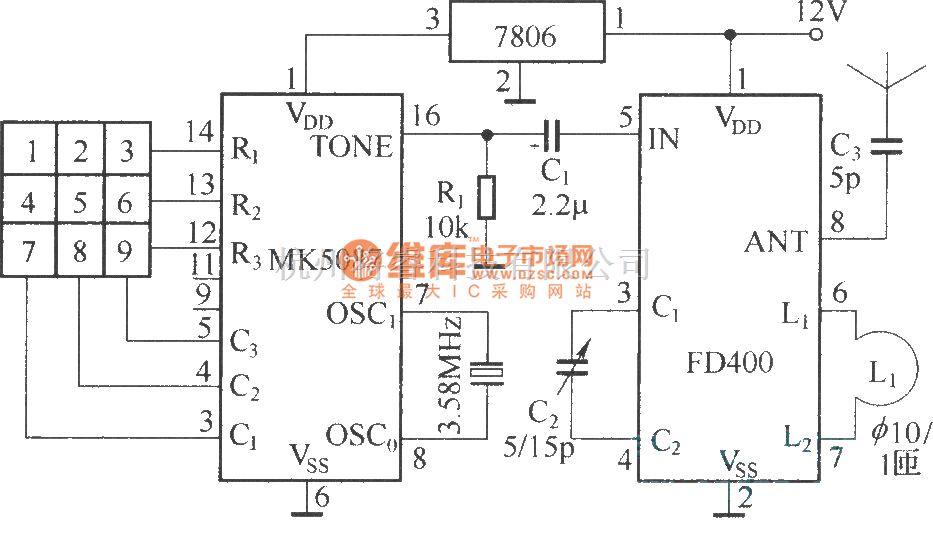遥控电路（综合)中的FDD400-1和JDD400-1组成数字式无线寻呼系统 - 将睿