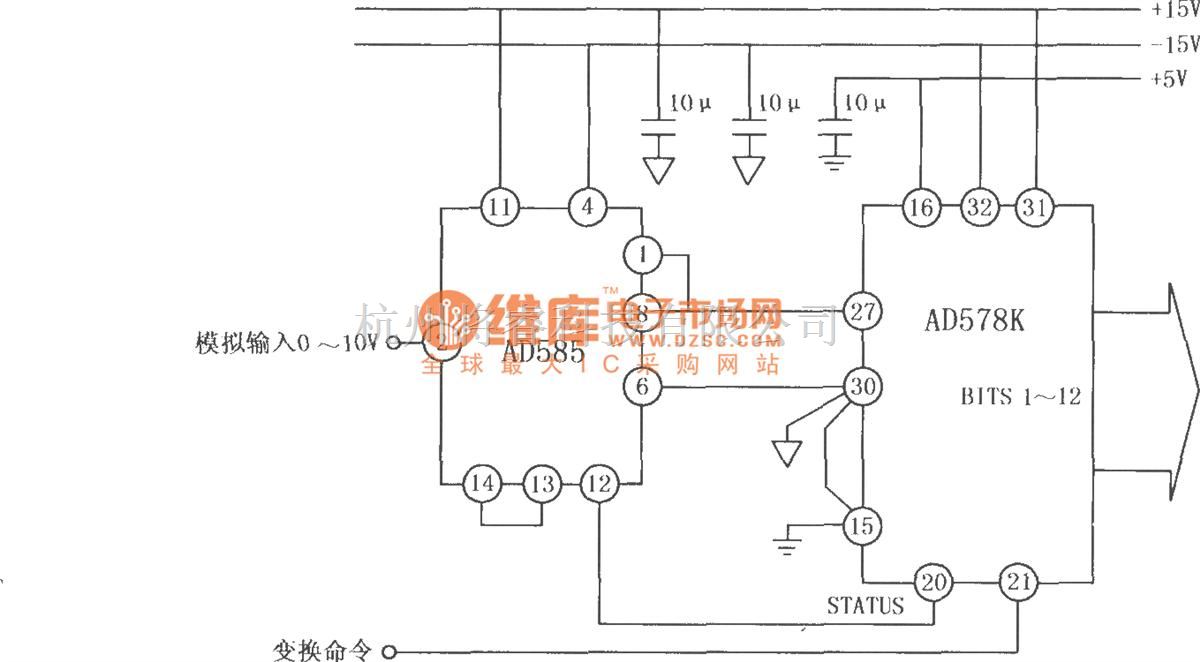 采样保持放大电路中的AD585应用于A／D变换系统的电路 - 将睿
