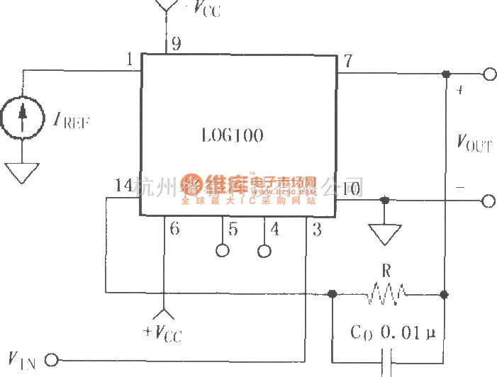 对数/跨导放大电路中的由对数和对数比率放大器LOG100构成的反对数电路 - 将睿