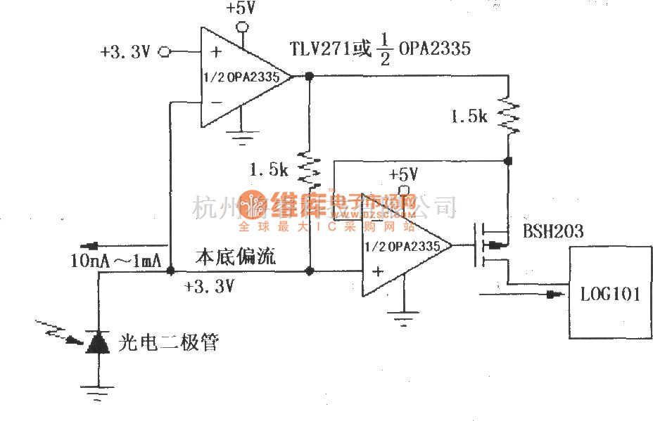 对数/跨导放大电路中的由LOG101／104与运放OPA2335构成的精密电流反向器／电流源电路一 - 将睿